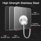 Large Hooks for Hanging Heavy-Duty 44Ib(Max) 10 Packs, Wall Hangers without Nails Self-Adhesive Traceless Clear and Removable, Waterproof and Rustproof Multiple Uses for Bathroom Kitchen Home