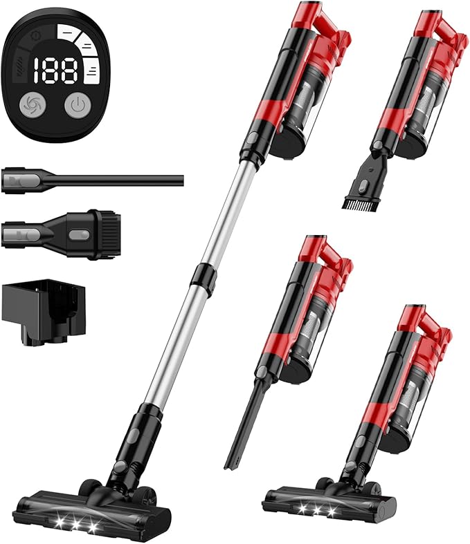 350W Cordless Vacuum Cleaner for Milwaukee M18 Battery, 35kPa Brushless Lightweight Stick Vacuum with 3 Mode Suction, 6 in 1 Stick Vacuum Cleaner with HEPA for Floor, Carpet, Car, Battery Not Included
