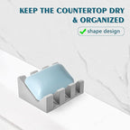 Self Draining Soap Dish Holder,Silicone Soap Dish,for Bathroom,Kitchen, Sponges，Can Extend Soap Life，Keep Soap Bars Dry and Easy Cleaning (Light Grey,2-Pack)