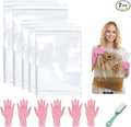 Mity Rain 5 Packs Oven Rack Cleaning Bag Kit, Reusable No-Scrub Oven Rack Cleaning Bags, Includes three gloves and one brush (three 19.69*27.56inch and two 23.62 x 35.43 inch) leak-resistant PE bags