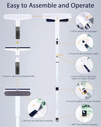 Red Horn Window Squeegee with Long Handle, Mirror Window Cleaning Squeegee Kit with Washable Pad and Blade Cleaner for Glass,Wall, Window, Mirror.White Color