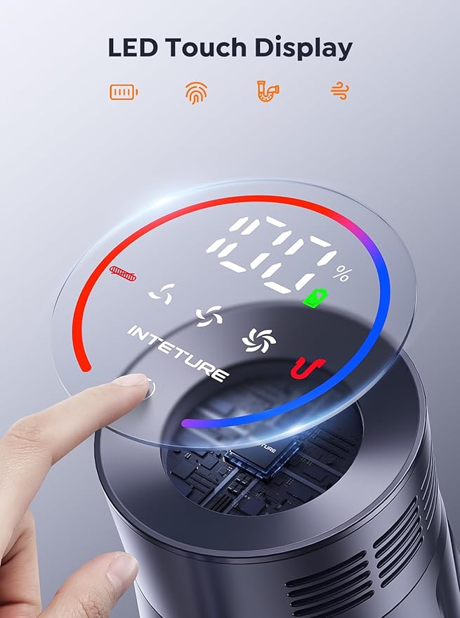 Cordless Vacuum Cleaner, 600W 50Kpa 65Mins Vacuum Cleaners for Home, Stick Vacuum with Self-Standing, Touch Screen, Vacuum Cleaner with Charging Station for Hard Floor Carpet Car Pet