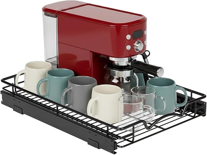 HOLDN’ STORAGE Pull Out Cabinet Organizer, Heavy Duty Caddy w/Lifetime Limited Warranty -14”W x 21”D - Requires At Least 15-1/4” Cabinet Opening, Steel Metal Cabinet Drawers Slide Out, Black