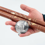 Deluxe Walking Sticks | Rosewood Crafted Cane with Solid Brass Chrome Decorative Bars | Nagina International
