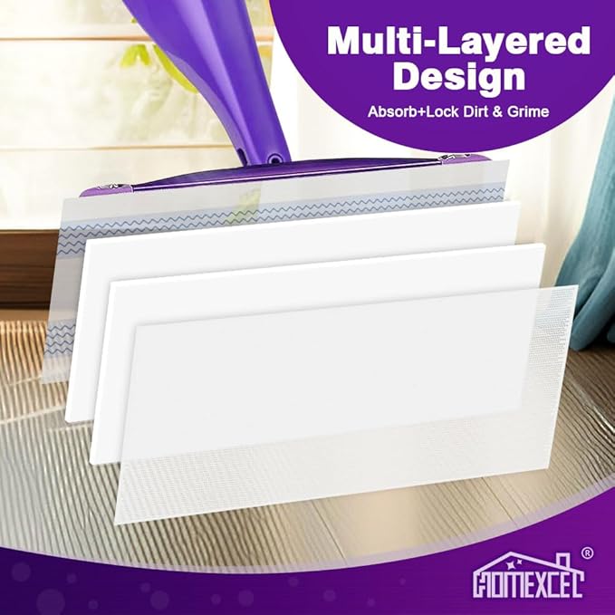 HOMEXCEL Multi-Layer Dry Floor Mop Pads Compatible with Swiffer WetJet-All Purpose Multi Surface Floor Cleaner Spray Mop Pads Refills for Hardwood Floor,32 Count