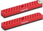 Mayouko 1/4" Magnetic Hex Bit Holder Rack Organizer, 43 Holes, 1/4-Inch Drill Bit Holder, Red, 2 Racks, Magnetic Bit Holder with Magnet Base for Screwdriver Bits