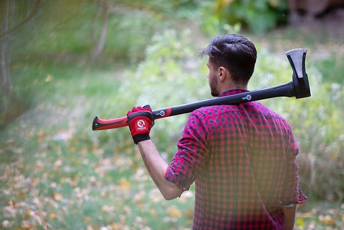 INTERTOOL Wood Splitting Maul and and Hatchet Set - 35-inch Axe and 14-inch Camping Chopping Hatchet with Shock Absorbing Fiberglass Handles with Blade Protectors HT-0275-0291