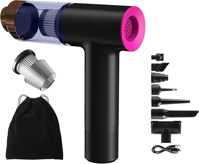 Handheld Car Vacuum Portable Cordless Cleaner, Dual Suction 7.5K & 12k Pa, Mini, Handheld, Small, Powerful, Portable | Blower, Inflator, Deflator & Dustbuster | for Car, Home, Kitchen & Office| Black