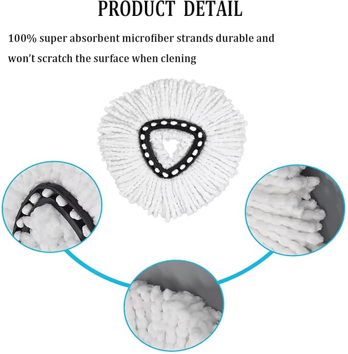 Spin Mop Replacement Head, 8 Pack Mop Refill Compatible with Ocedar Triangle Swivel Mops for House Cleaning and Floor Mopping
