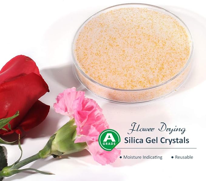 wisedry 8 LBS Silica Gel Flower Drying Crystals, Fine Crystals < 1mm, Color Indicating, Reusable