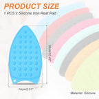PATIKIL Silicone Iron Rest Pad, Multipurpose Hot Heat Resistant Iron Rest Plate Protective Pad for Ironing Board Hot Resistant Steamer Steam Compact Mat, Blue