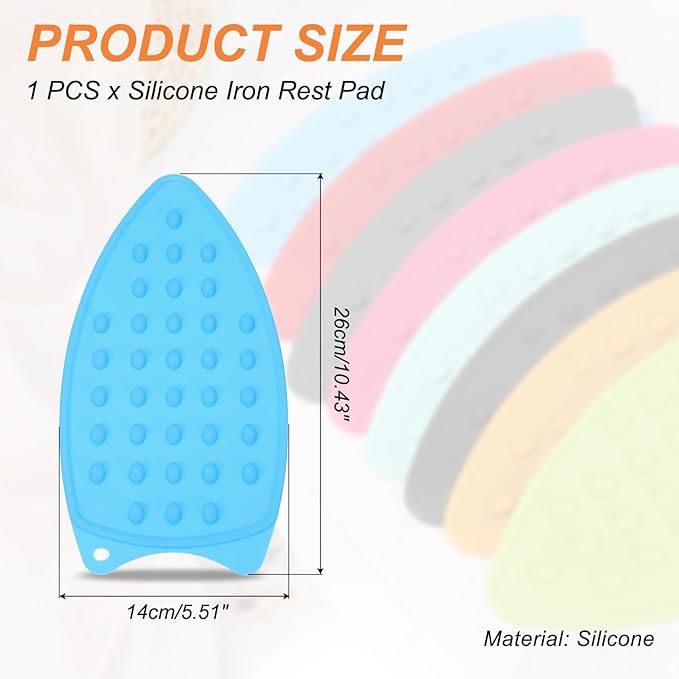 PATIKIL Silicone Iron Rest Pad, Multipurpose Hot Heat Resistant Iron Rest Plate Protective Pad for Ironing Board Hot Resistant Steamer Steam Compact Mat, Blue