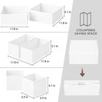 Criusia 6 Pack Clothes Drawer Organizer, Fabric Foldable Closet Dresser Drawer Organizer for Clothing, Bra Sock Underwear Drawer Organizer for Nursery Dorm Bedroom Organization (6 Bins, White)