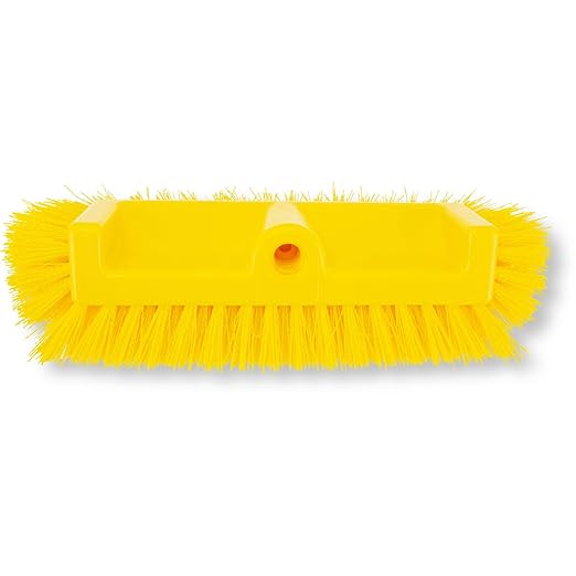 SPARTA Multi-Level Tile Scrub Brush 12" Wide Brush Head, Heavy-Duty Tile Cleaning Brush with End Bristles for Commercial Tiles, Tubs and Floor, Plastic, 12 Inches, Yellow, (Pack of 12)