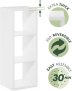 Furinno Cubicle Open Back Decorative Cube Storage Organizer, 3-Cube, White