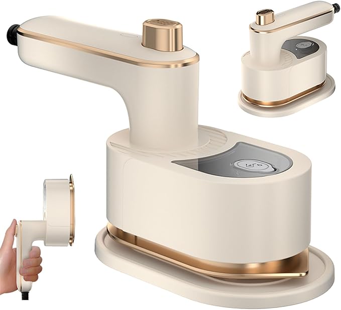 Portable Handheld Garment Iron, Rotary Garment Iron, Dry and Wet Electric Irons, 10S Fast Heating Travel Steamer for Clothes, Wrinkle Remover Steamer, Mini Steam Irons for Home Travel (White)