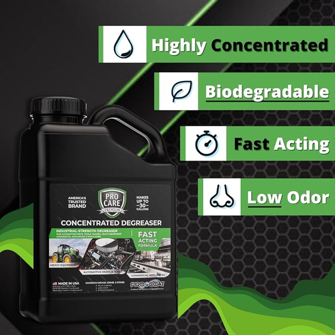 Procare - Degreaser Concentrate - Tool, Shop Floor, Engine & Commercial Kitchen Cleaner - Cleaning Supplies - Degreaser - Made in the USA (1 Gallon)