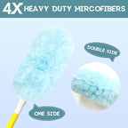 50pcs 360° Dusters Refills for Swiffer Dusters with 4X Microfibers,Blue Heavy Duty Efficient Duster Kit Disposable Dusters Refills with 1 Handle for Cleaning Furniture, Blinds, Ceiling Fans, Pet Hair