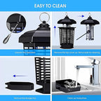 Bug Zapper Outdoor, Mosquitos Zapper, Flying Insects for Indoors 4200V Electric Mosquito Traps 15w Insect Control, Fly Zapper, Insect Trap for Yard, Electric Mosquito Killer for Home