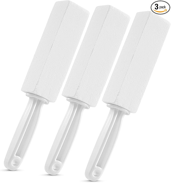 3 Pack Pumice Stone for Toilet Bowl Cleaning with Handle, Scouring Stick Remove Toilet Bowl Hard Water Rings, Calcium Buildup and Rust for Cleaning Toilet, Bathroom, Kitchen Sink, Grill (White)