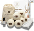 AuraNest Premium Quality Wool Dryer Balls Kit – 100% Organic XL Dryer Balls with Essential Oil & Laundry Mesh Bag, Reusable Fabric Softener Alternative to Dryer Sheets, Eco-friendly Housewarming Gift