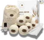 AuraNest Premium Quality Wool Dryer Balls Kit – 100% Organic XL Dryer Balls with Essential Oil & Laundry Mesh Bag, Reusable Fabric Softener Alternative to Dryer Sheets, Eco-friendly Housewarming Gift
