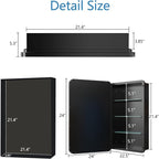 Bathroom Medicine Cabinet,24"x24" Square Mirror Door with Stainless Steel Frame,Recessed & Surface Wall Cabinet with Glass Shelves, Rust-Resistant Bathroom Storage Cabinet