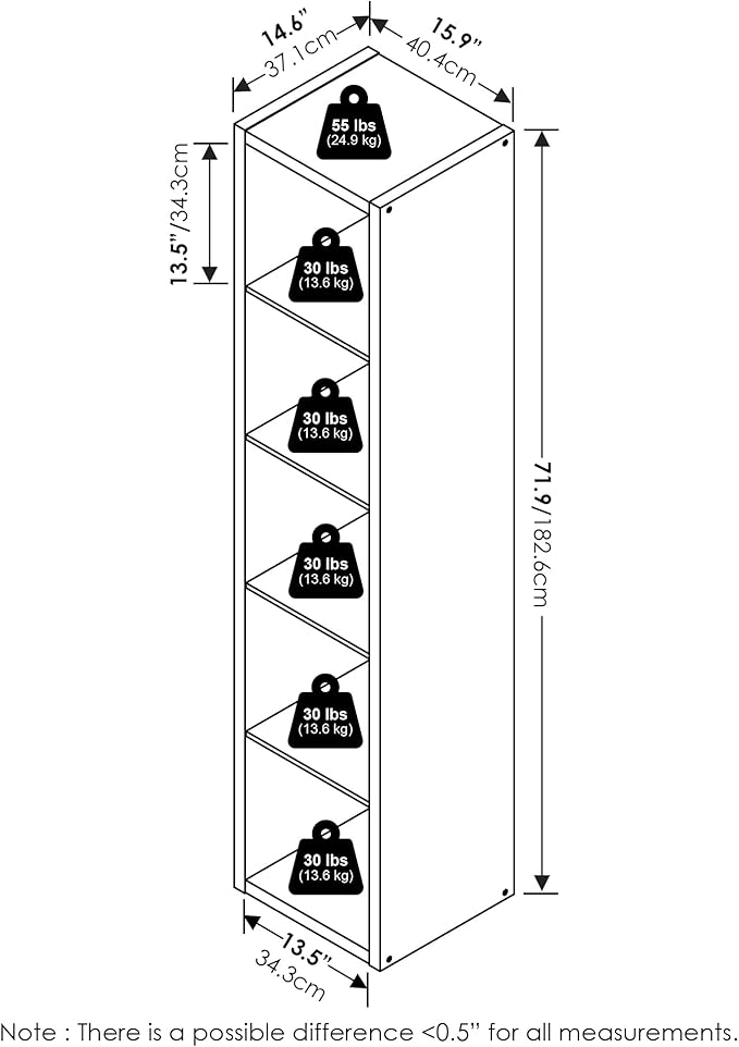 Furinno Cubicle Open Back Decorative Verticle Cube Storage Organizer, 5-Cube, Amber Pine
