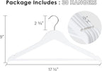 StorageWorks White Wooden Hangers 30 Pack, Heavy Duty Wood Hangers for Closet, Clothes Hangers for Coats, Bridesmaid Suits, Wedding Dress