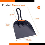 2 Pack Metal Dust Pan, 12 Inch Heavy Duty Dustpans, with Handle Black Large Dustpan for Indoor, Outdoor, Home Garage,Fireplace, Industrial and Commercial Use