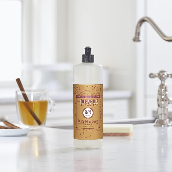 MRS. MEYER'S Clean Day Liquid Dish Soap, Biodegradable Formula, Limited Edition Apple Cider, 16 fl. oz