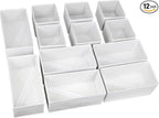Fordonral Drawer Organizer Clothes, Foldable Fabric Dresser Organizer Closet Organizers and Storage Box for Underwear,Folded Clothes,Baby Clothing,Socks,Bra,Towels,Ties(6M+6S,White)