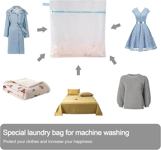 Polecasa 2 Pcs Premium Fine Mesh Laundry Bags, 2 Large 24 x 24 Inches Durable Laundry Wash Bagswith Sturdy Zipper for Delicates