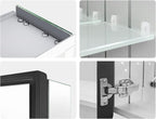 Aluminum Bathroom Medicine Cabinet with Farmhouse Black Framed 16x26 Inches Recess or Surface Mount Mirror Cabinet for Bathroom Toilet Kitchen