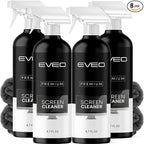 EVEO® Screen Cleaner Spray Kit (Streak-Free) TV Screen Cleaner for Smart TV, LCD, LED, OLED | Computer Screen Cleaner Spray and Wipe Microfiber Cloth - TV, Monitor, Laptop, iPad, Car - 6.7oz 4 Pack