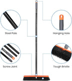 TreeLen 18 inch Push Broom Outdoor - Heavy Duty Broom for Driveways, Sidewalks, Patios and Deck Cleans Dirt, Debris, Sand, Mud, Leaves and Water-18 Wide Bristles