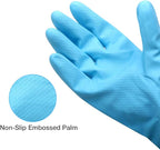 Alimat PluS 3 Pack Reusable Cleaning Gloves Latex Free, Dishwashing Gloves with Cotton Flock Liner and Embossed Palm, Waterproof Household Gloves for Laundry, Gardening (Large)