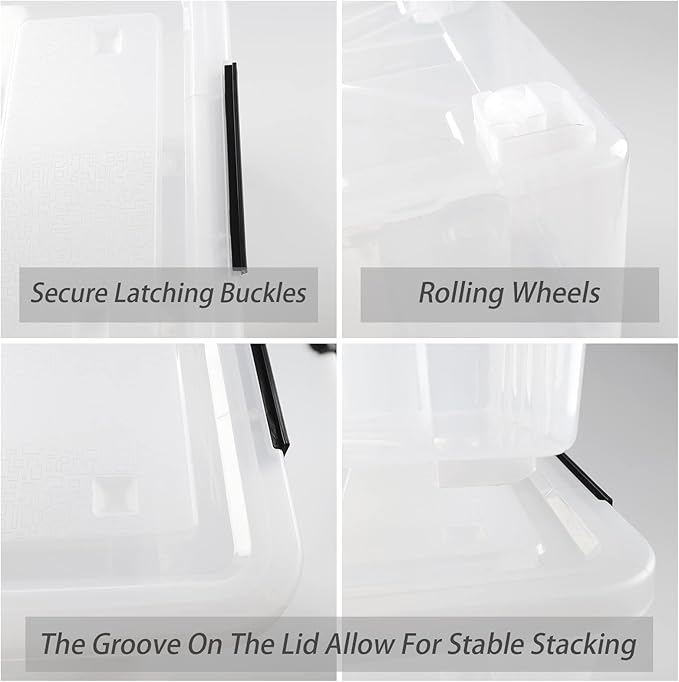 Cand 4 Packs 50 QT Storage Bins with Lids, Clear Large Plastic Storage Container Box