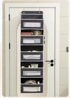 Over The Door Organizer Storage, 5 Shelf Hanging Door Organizer with 5 Large Capacity Pockets, Anti Tilt 44 lb Load Hanging Organizer for Bedroom, Bathroom, Pantry, Nursery (Grey, 1 Pack)