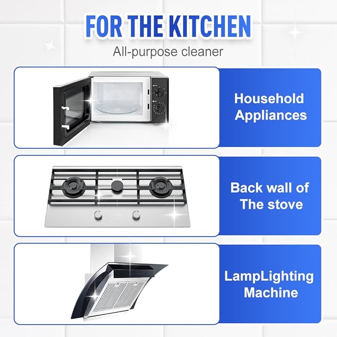 Multi-Purpose Powerful Cleaner for Kitchen, Upgrade Heavy Kitchen Grease Remover, 3 In 1 Coconut Oil Natural Cleanser for Faucets, Tiles, Oven & Stove Top (3)