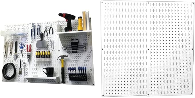 Wall Control Pegboard Organizer 4 ft. Metal Standard Tool Storage Kit With White Toolboard and Accessories - 30-P-3232W