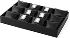 Oirlv Black Premium Leather 12 Grid Jewelry Insert Watch Tray With Removable Pillow Bracelet Bangle Storage Organizer Tray