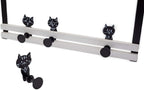 Creathome Over The Door Rail with 4 Peg Hooks, Lovely Cat Pattern, Black and White Style