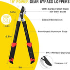 Yesker 19" Loppers Heavy Duty Branch Cutter Sharp Steel Blade Tree Trimmer up to 1" Diameter Cut Capacity Powerful Gear Action Lightweight Bypass Loppers Tools for Tree Trimming Garden Maintenance