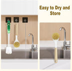 XYFuuee 5 Pack Dish Bottle Brush Set with 5-in-1 Cup Cleaning Brush, Dish Scrub Long Handle Brush with Scraper Tip, 3 Straw Cleaner Brushes for Stanley, Washing Kitchen Sink Pot Pan Water Bottle Stove