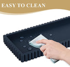 Silicone Bathroom Tray Small Vanity Organizer Rectangle Sink Caddy Sponge Holder Kitchen Counter Decor for Dish Soap, Perfume, Candle, Dark Blue