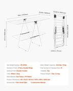 VEVOR Clothes Drying Rack, 2-Tier Foldable Laundry Dryer Rack with Sock Clips & 31 Dry Rods, Metal Height Adjustable Drying Racks for Outdoor & Indoor, Free-Standing & Space-Saving Hanger, White