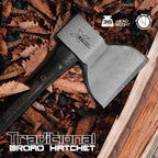 Traditional Broad Axe 36oz, Wood Axe, Biber Classic Carpenter's Hatchet, Straight Wooden Handle & Forged Steel Head, Hickory Handle, Outdoor Wood Splitting Chopping & Carving Tool