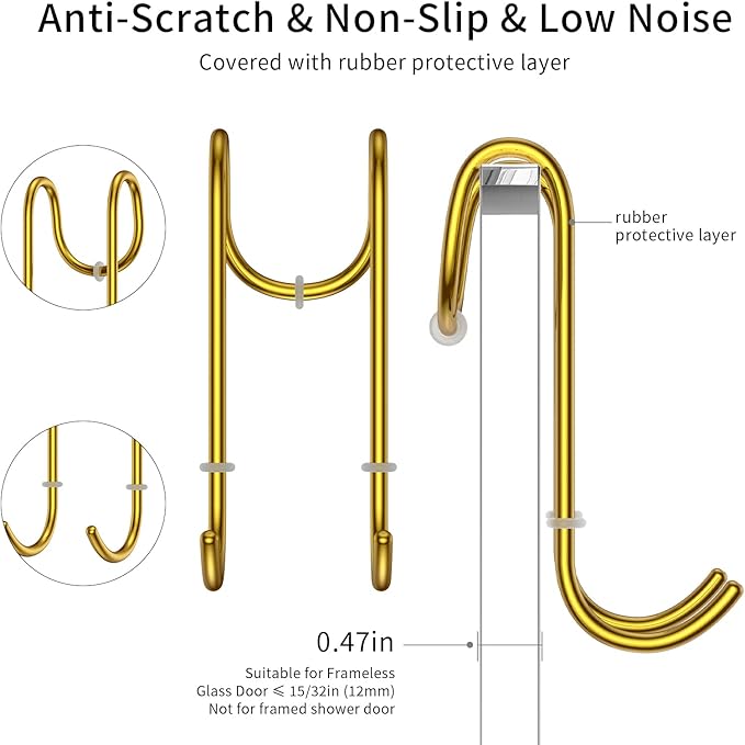 Shower Squeegee for Glass Door 12-Inch Stainless Steel Bathroom Squeegee Window Wiper, 100% Streak-Free, Includes Shower Door Hook and Adhesive Hook, for Window Mirror Tiles Car All-Purpose Squeegee