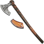 Qepaa Crafts® Handmade Viking Axe – 38" Two-Handed Bearded Norse Axe with Sheath – Forged Steel Berserker Hatchet for Throwing, Chopping, Camping, Gifting(THA)